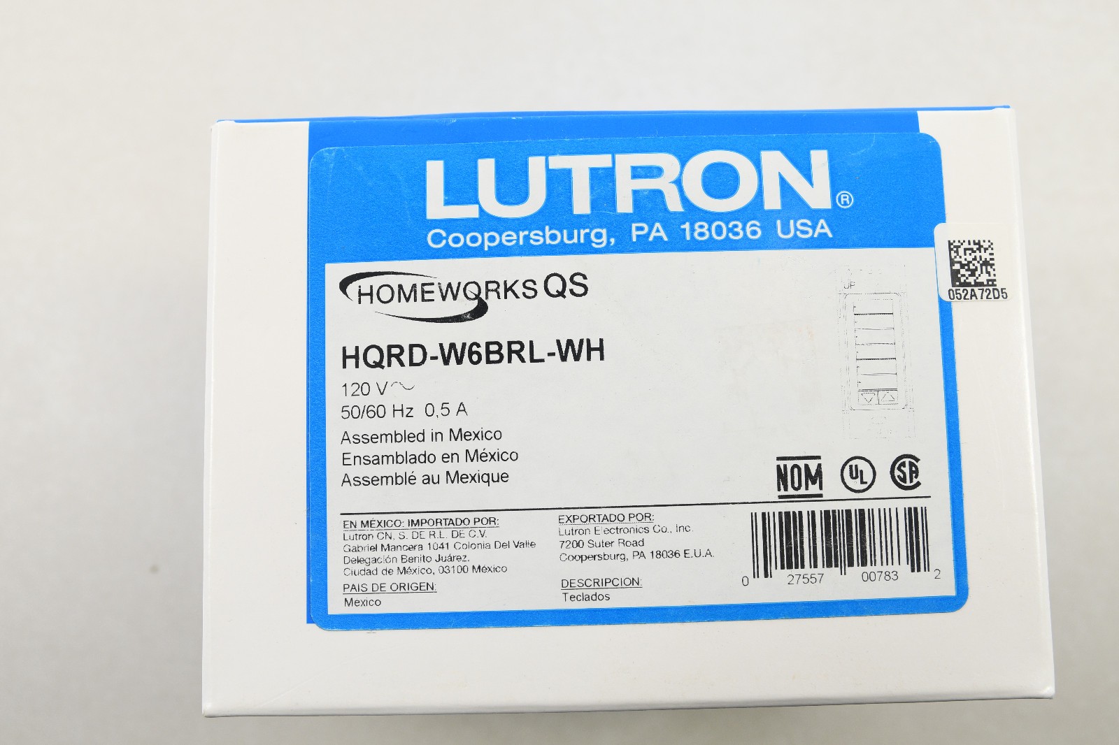 Lutron HomeWorks QS HQRD-W6BRL-WH Smart Wall Switch White 120V