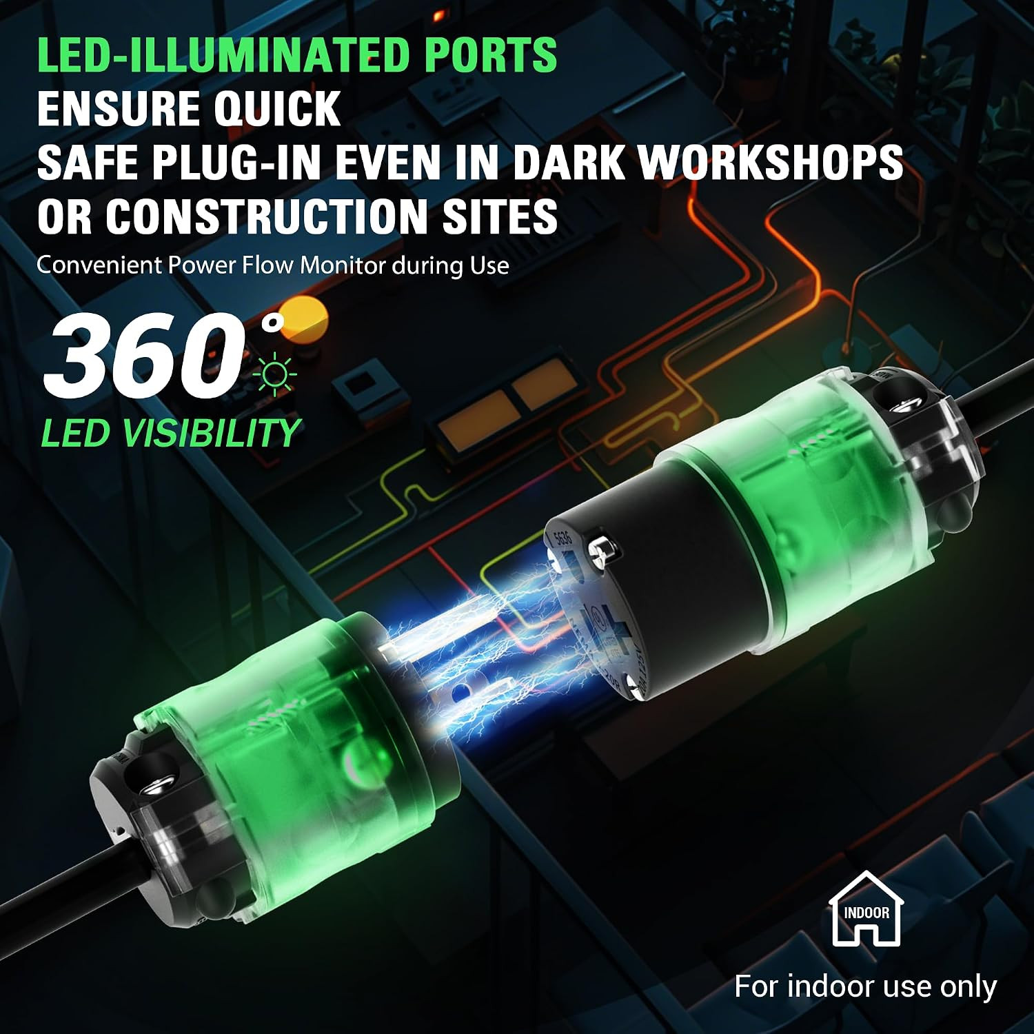 5 Set Lighted 5-20 Amp 125Volt Extension Cord Ends Connector Extension Cord Repa
