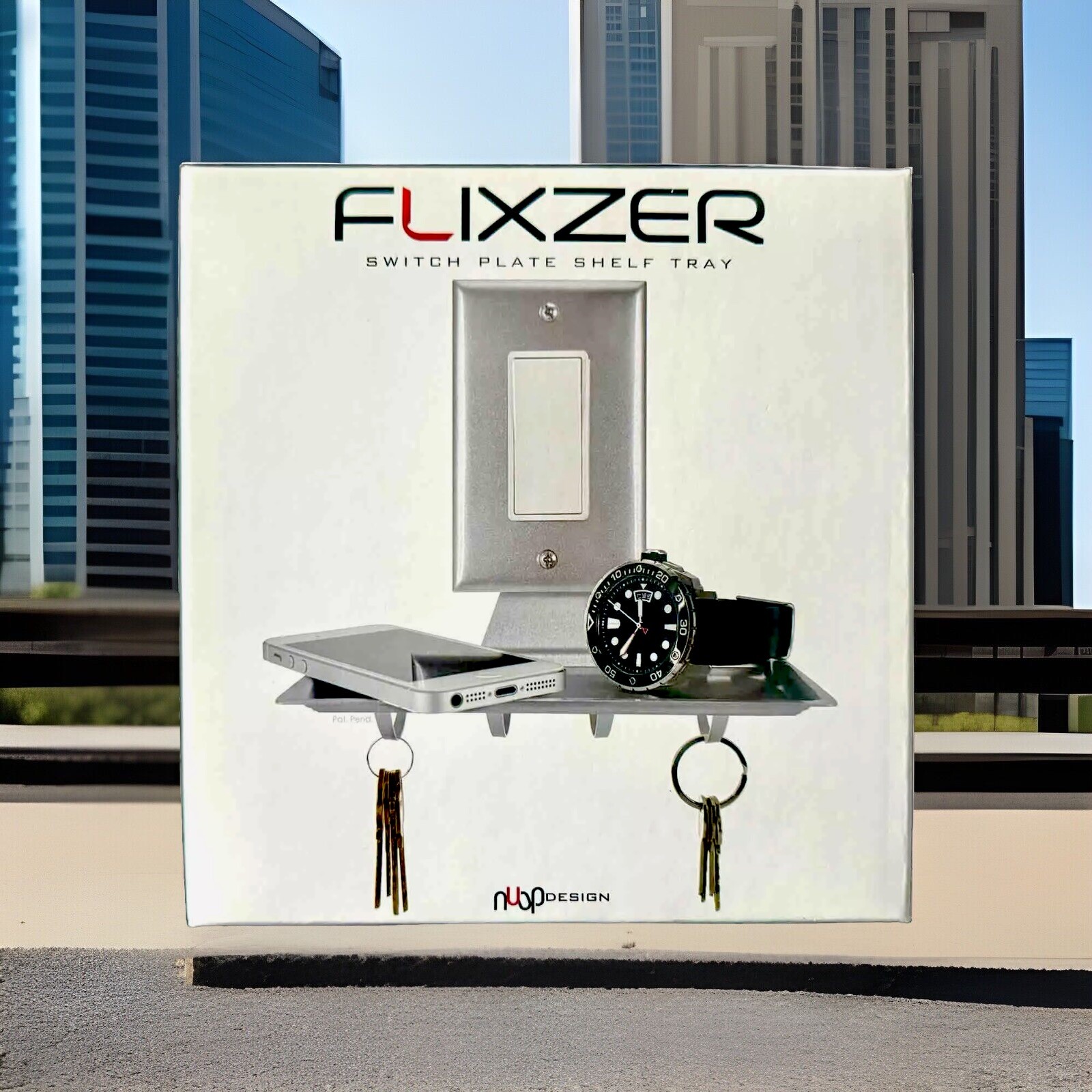 FLIXZER STAINLESS STEEL METAL LIGHT-SWITCH PLATE SHELF+TRAY NEW
