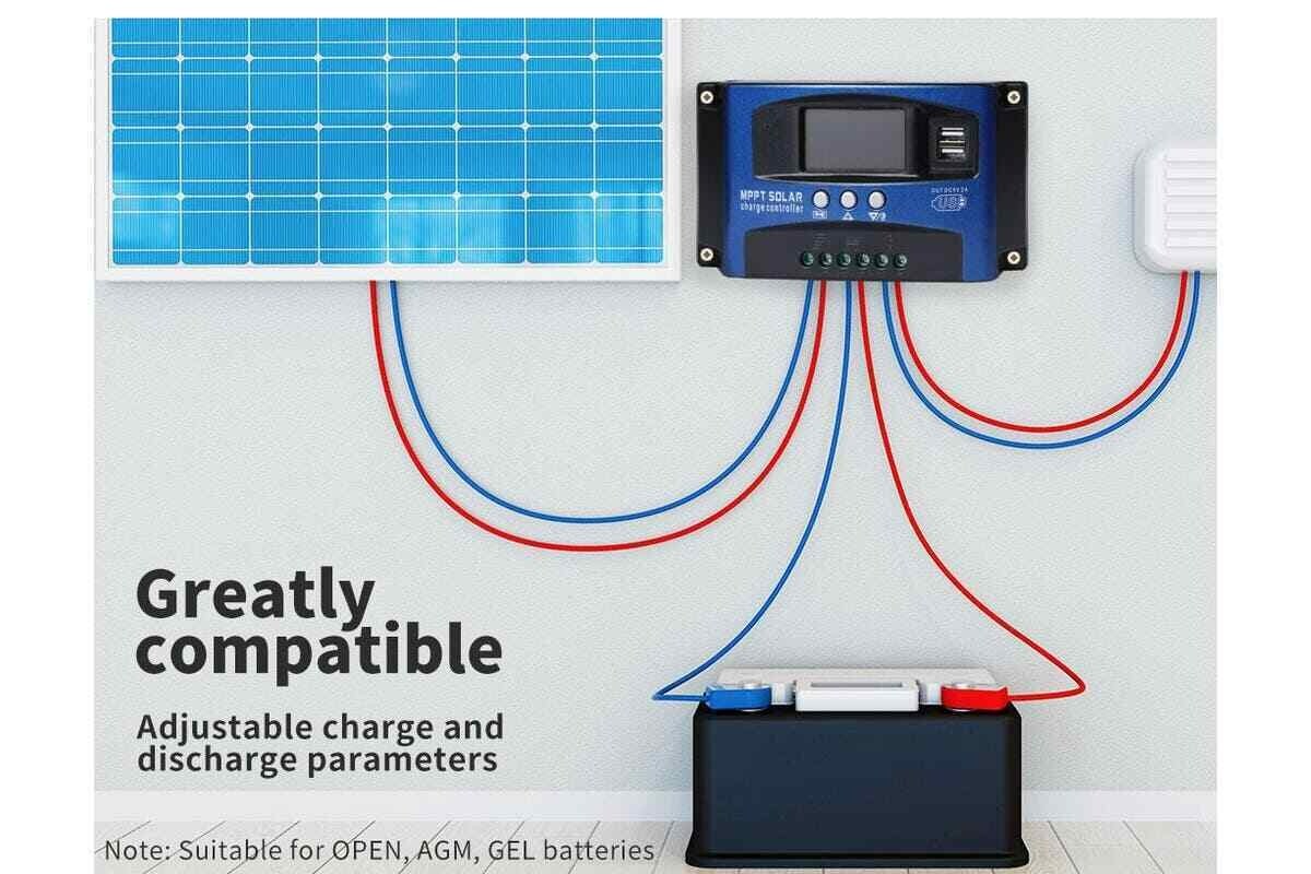 100A MPPT Solar Charge Controller for 12V 24V with Dual USB Output Option