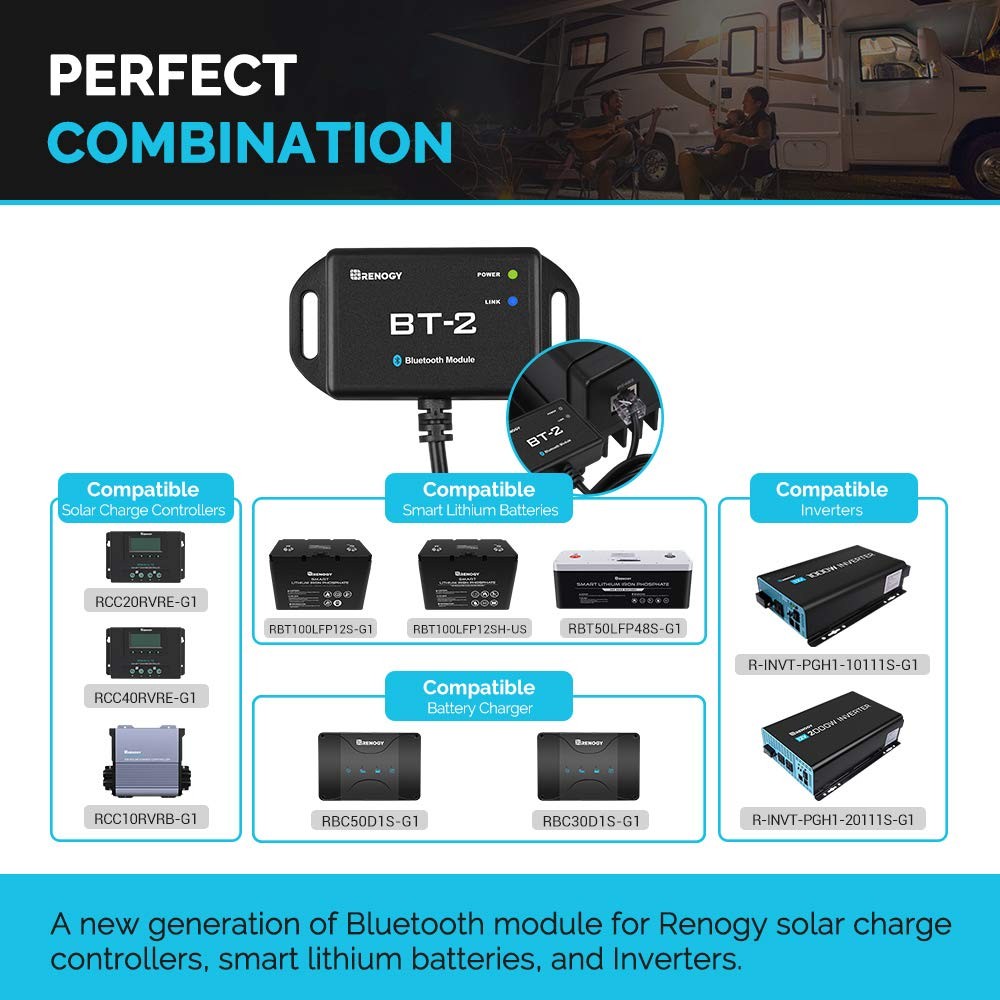 Renogy BT 2 Bluetooth Module RJ45 Communication Port Wirelessly Monitor Real