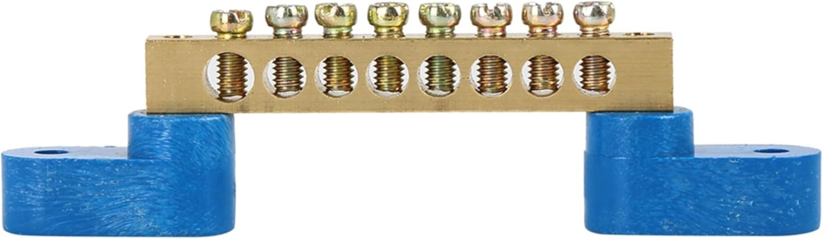 DC250V 110A Grounding Strip Bus Bar Block with 8 Screw Terminals Bronze Blue