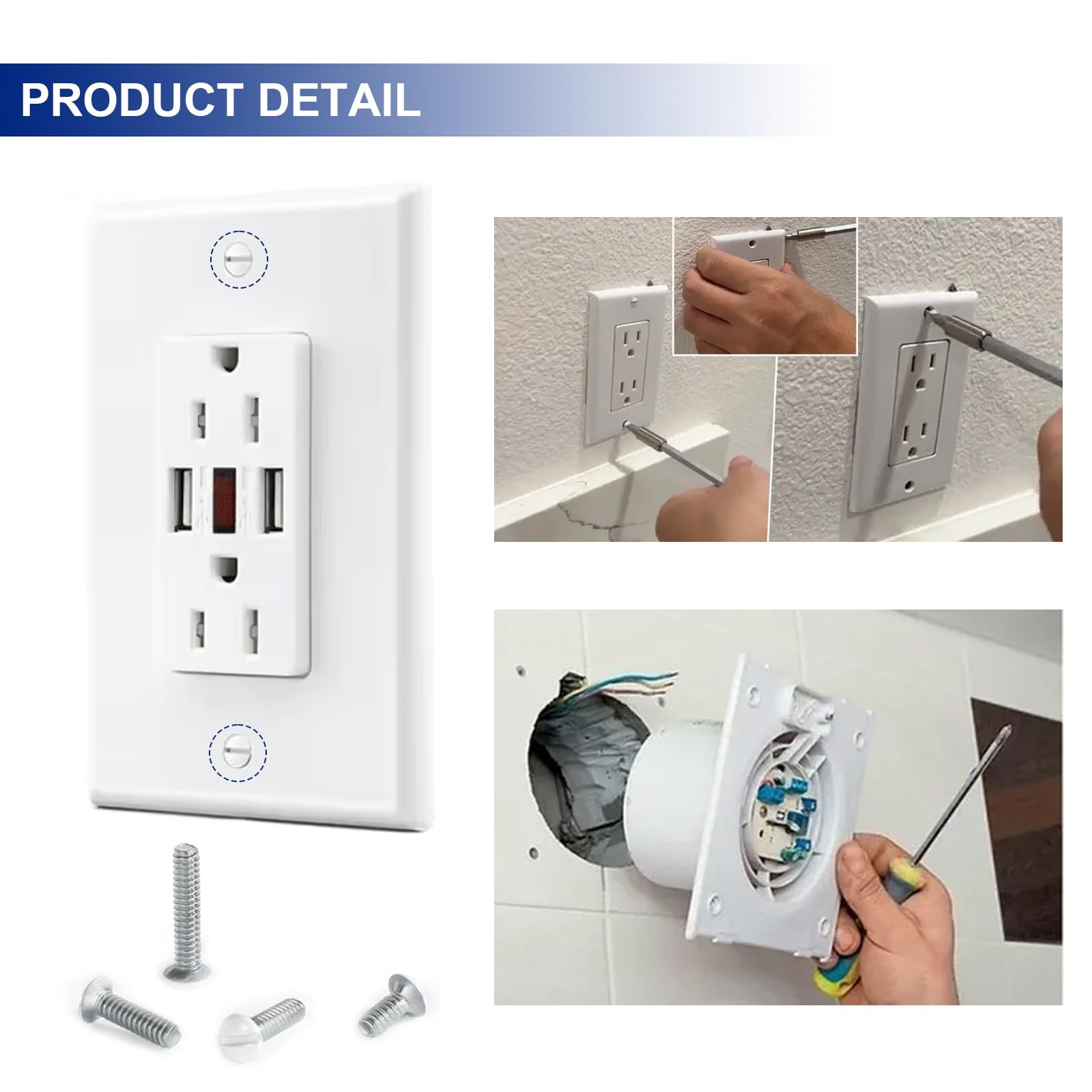 130Pcs Wall Plate Screws Kit, #6-32 Outlet Cover 3/8″, 1/2″, 3/4″, 1″, White