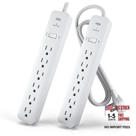 6-Outlet Surge Protector Power Strip 4 ft cord 2-Pack, 1080J Power Surge
