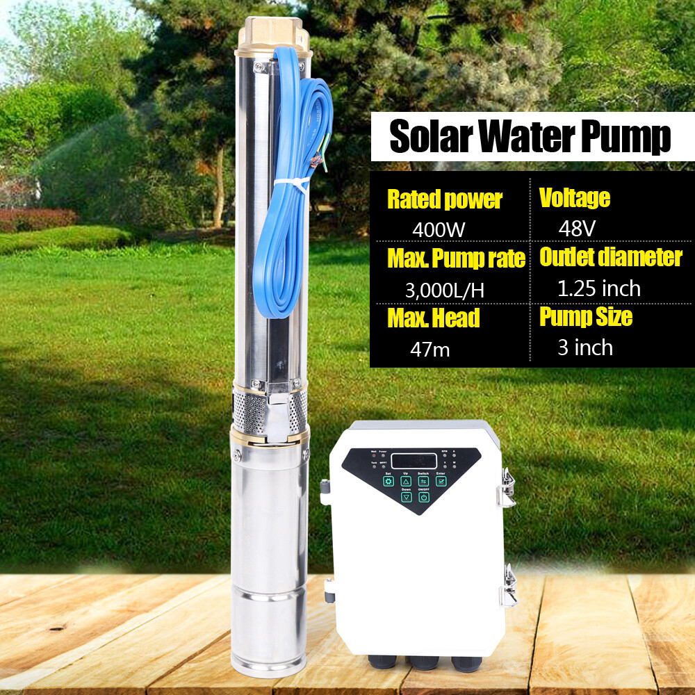 3″ DC 48V Solar Water Pump Submersible Deep Bore Well Pump & MPPT Controller USA