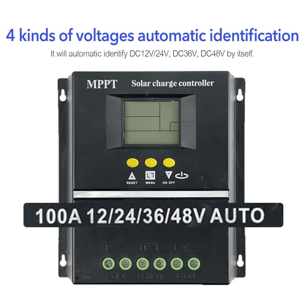 2x 100A MPPT Solar Charge Controller LCD Display Battery Intelligent Regulator