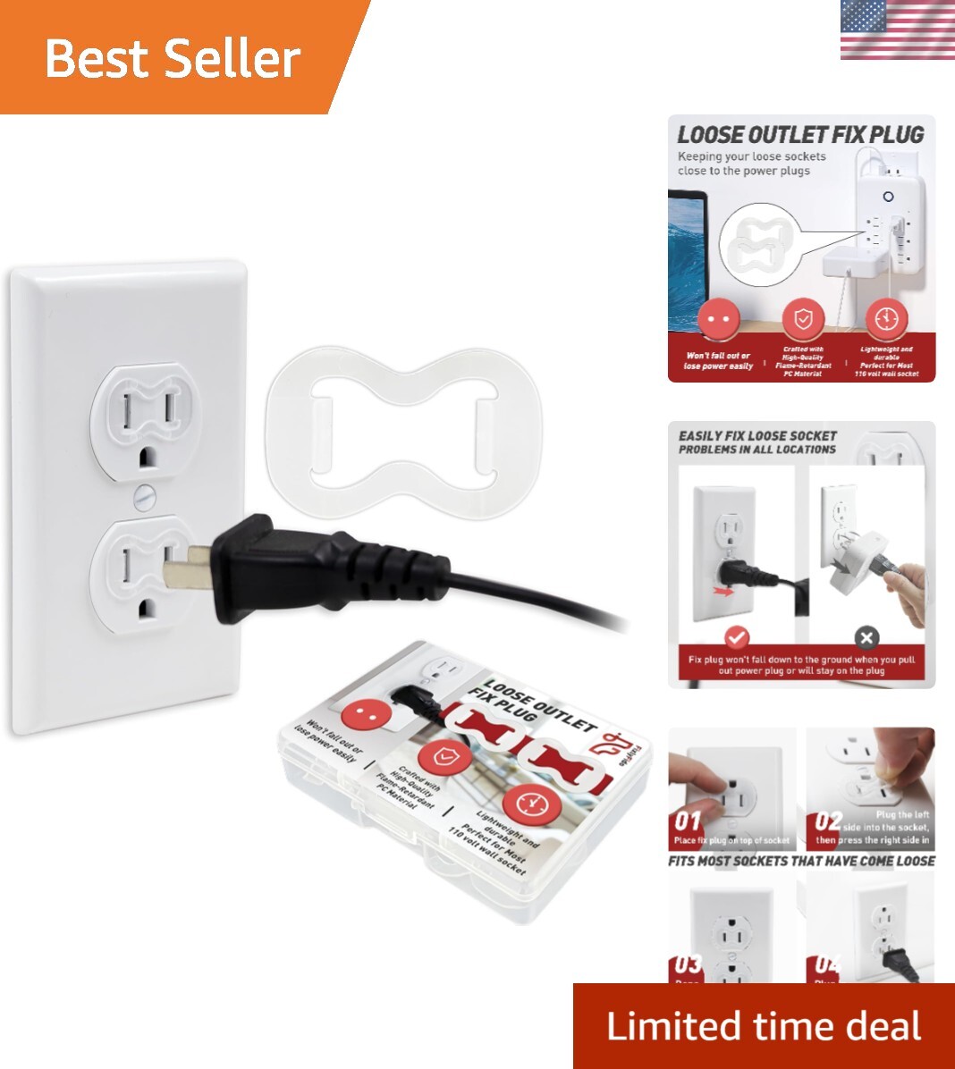 Universal 15-Pack Outlet Fix Plug – Flame-Retardant Solution for Loose Sockets