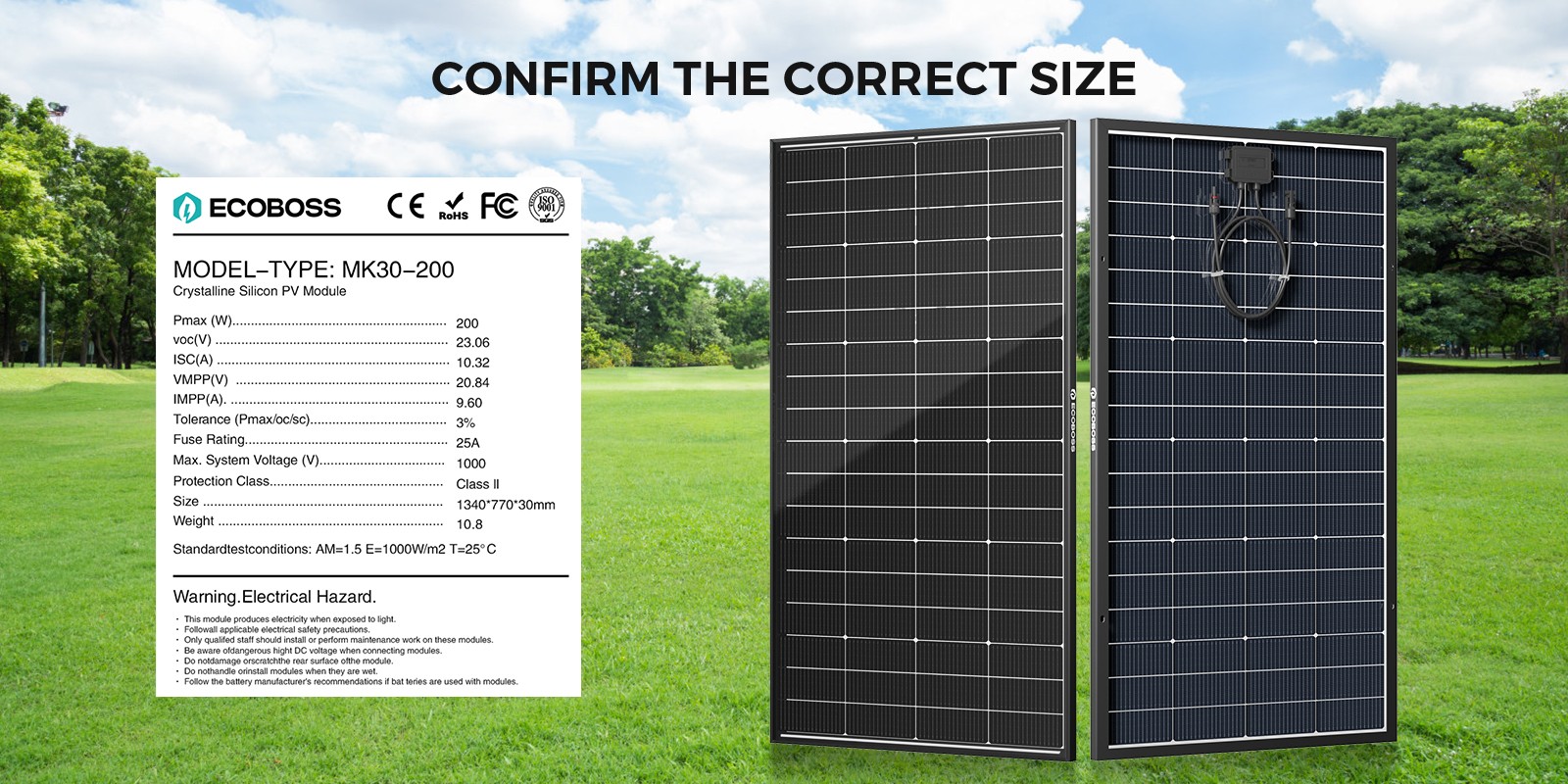 ECOBOSS 100W 200W 600W 1200W Bifacial Solar Panels N-Type 16BB Mono 25% Off-Grid