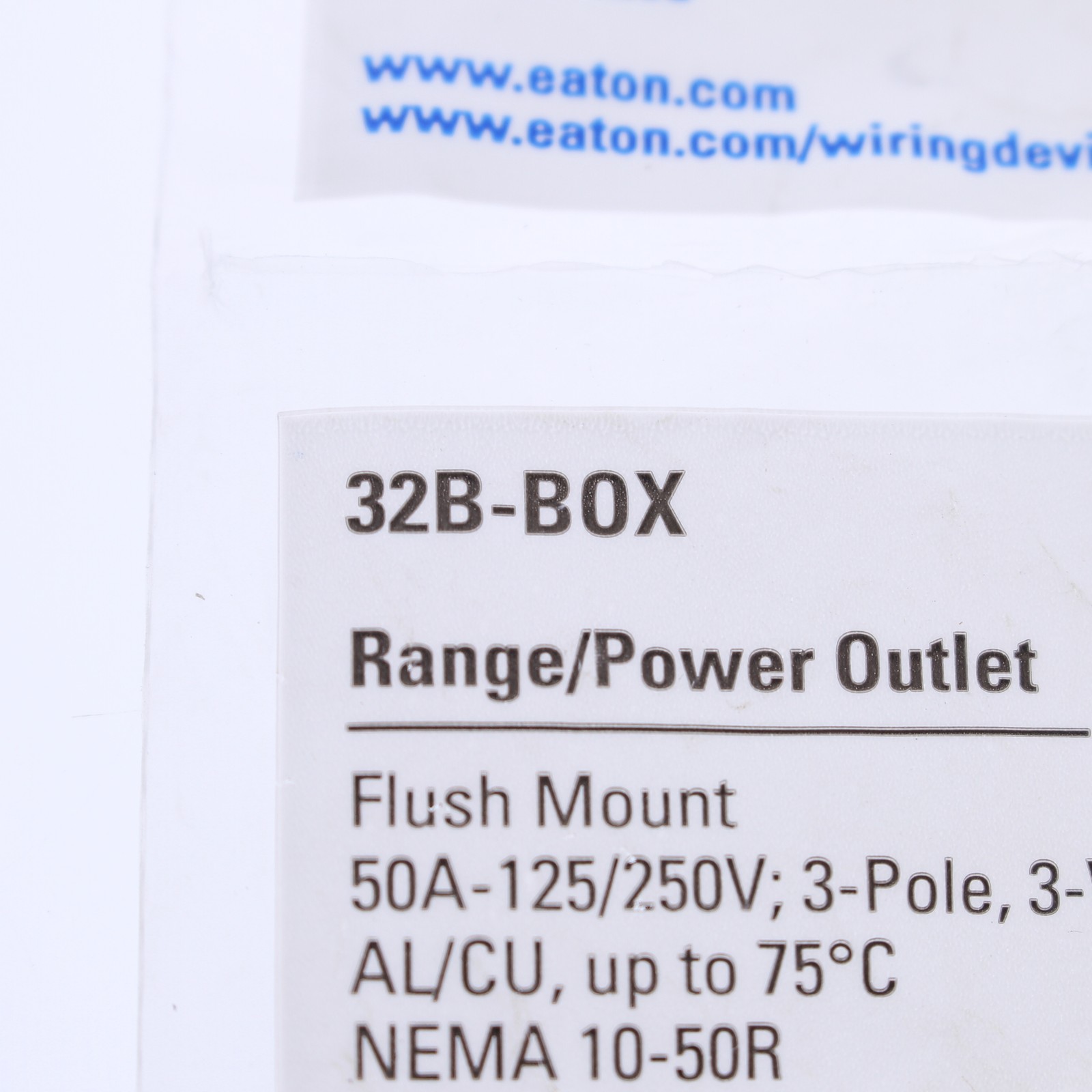 Eaton 32B Range Outlet 50A Receptacle Stove Oven NEMA 10-50R 125/250V Bag