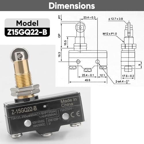 2-Pack Micro Limit Switch with Roller Plunger 15A 2 Count (Pack of 1) LXW5-11Q1
