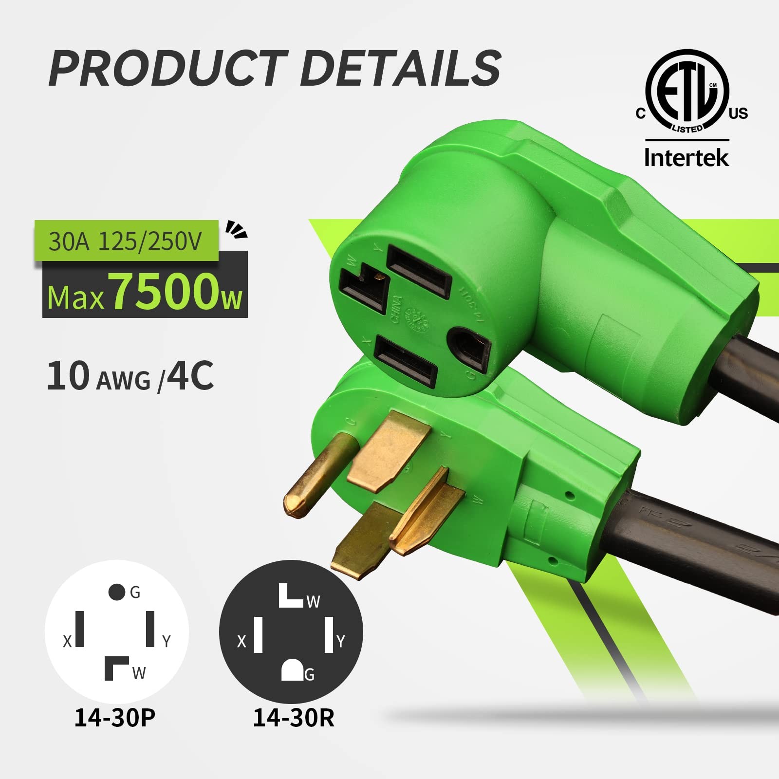 4 Prong Dryer Extension Cord 25 Feet, 30 Amp NEMA 14-30P to 14-30R 125V/250V …