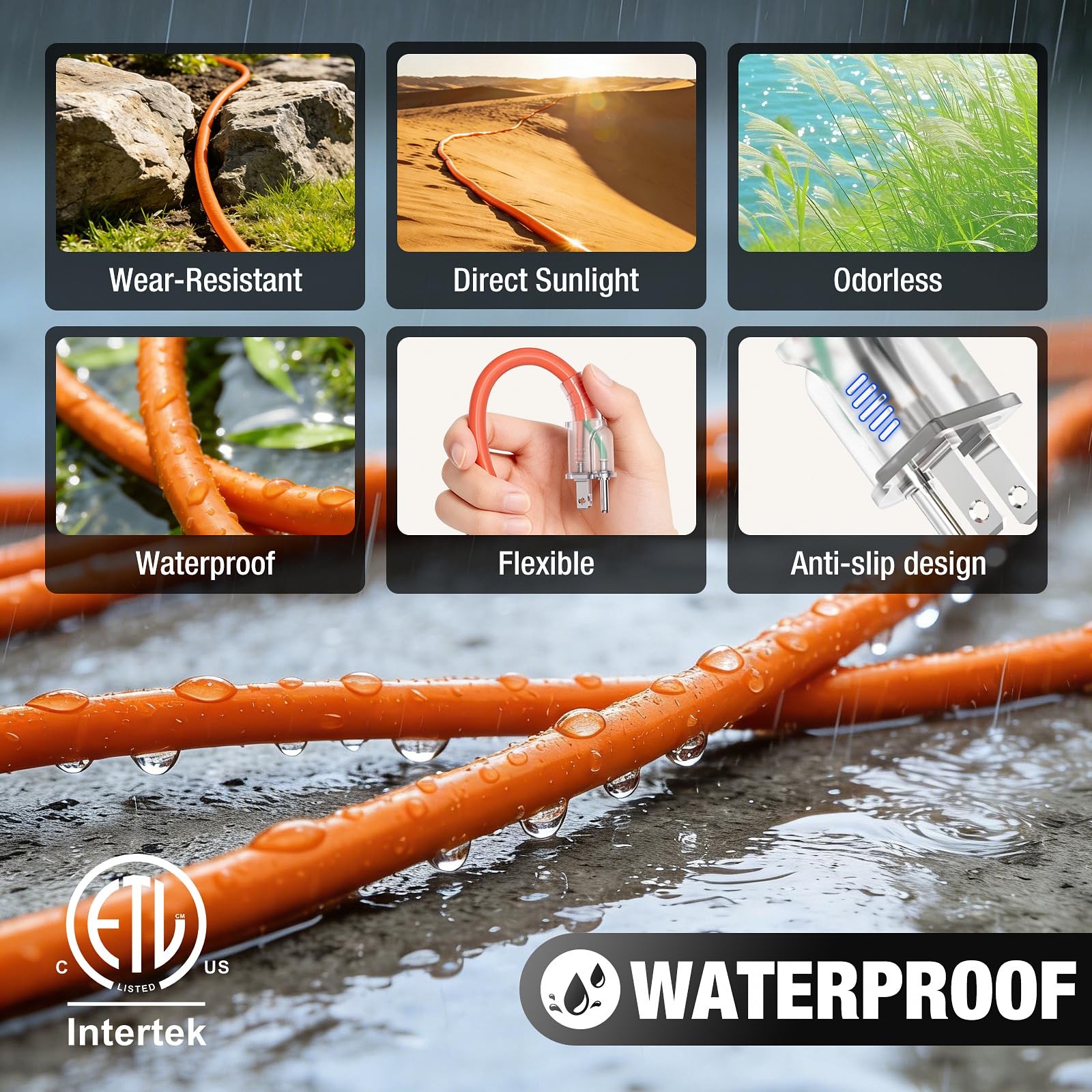 plapower Orange 100 FT 12AWG Outdoor Extension Cord