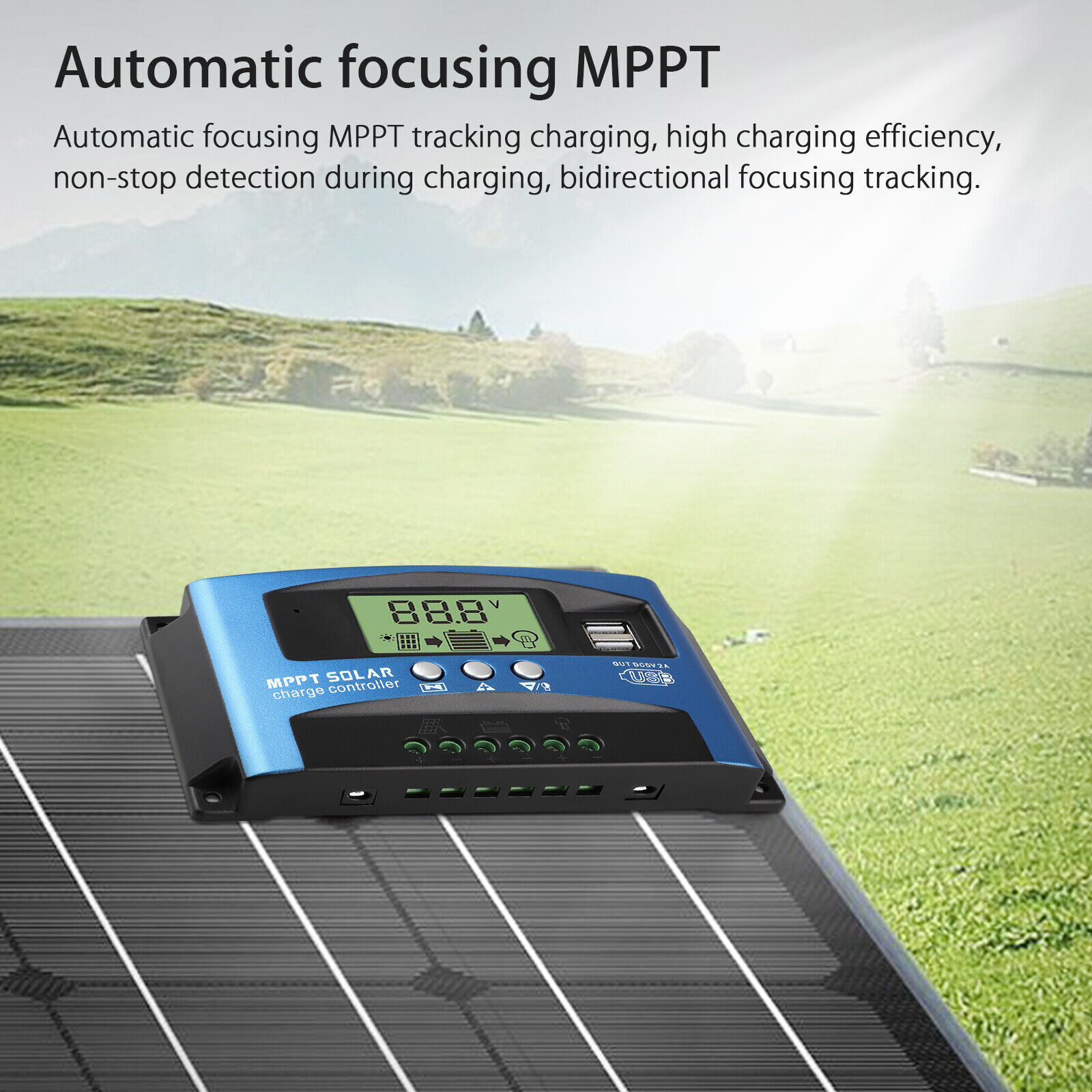MPPT Solar Panel Regulator Charge Controller Auto Focus Tracking 30-100A 12V/24V
