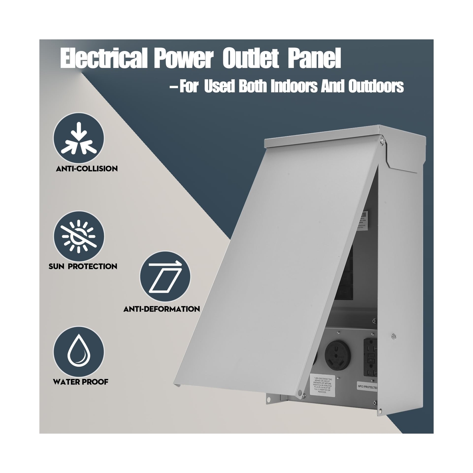 Temporary Electrical Power Outlet Panel Weatherproof RV Receptacle Box with 3…