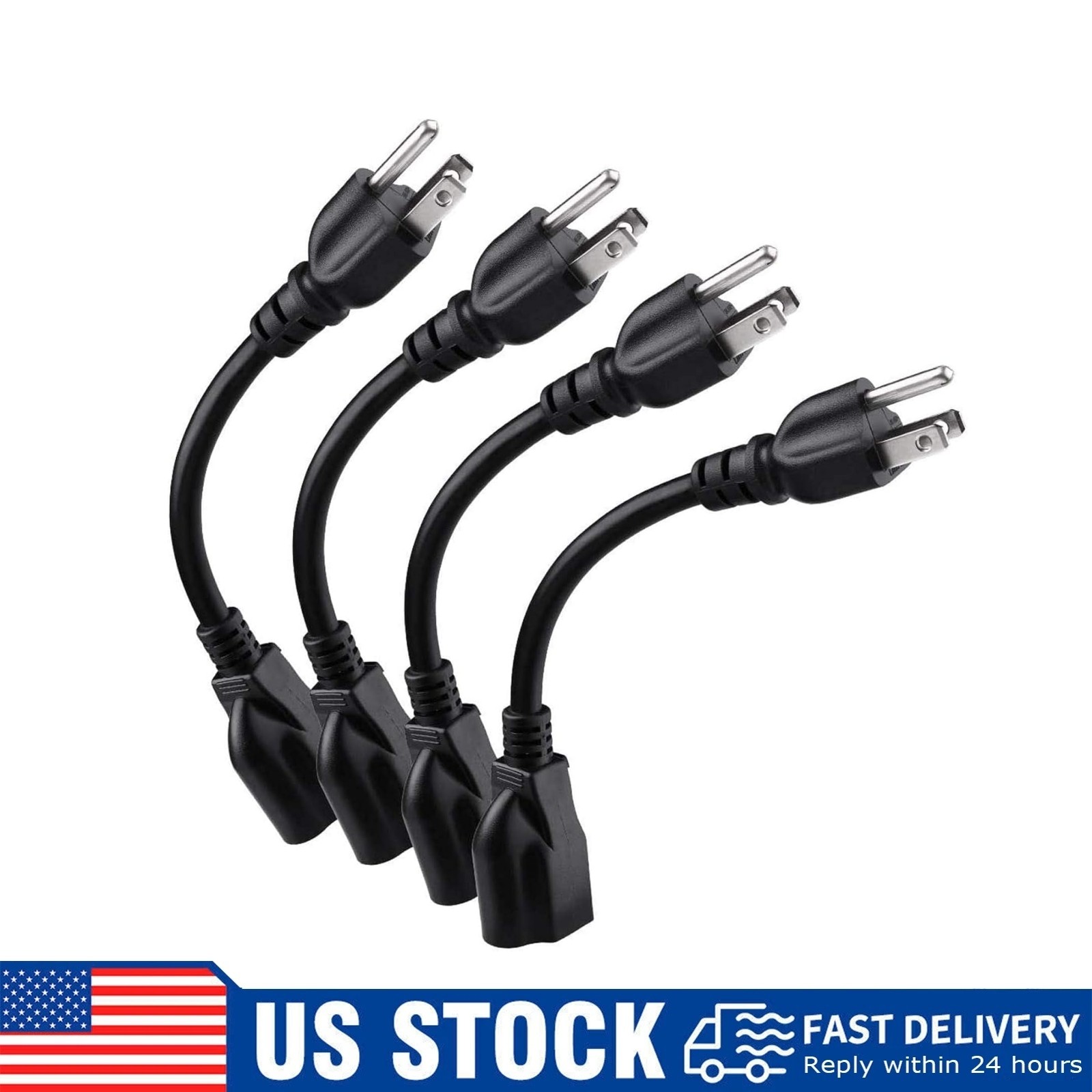 4 Pack [ETL Listed] Short Power Extension Cord Outlet Saver, 16AWG/13A, 3 Prong