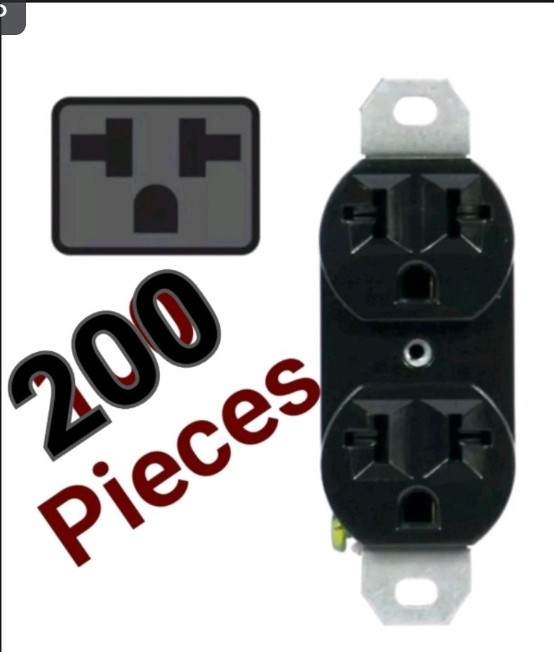 ( 200 Count) 120/240V 20A-Universal Duplex Outlet Black