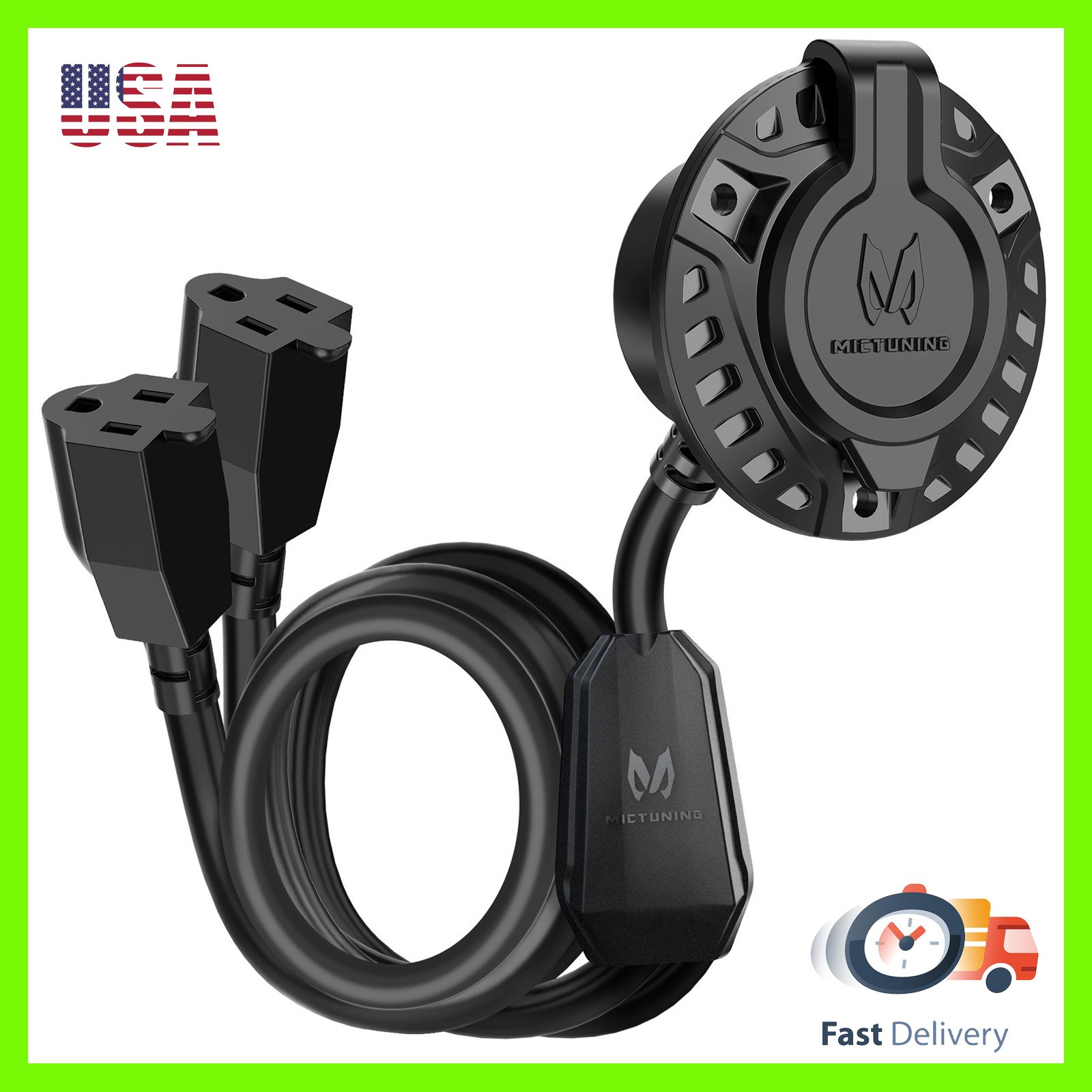 MICTUNING 15 Amp 125V RV Shore Power Inlet Kit w/ Two 20-Inch Heavy Duty Cables