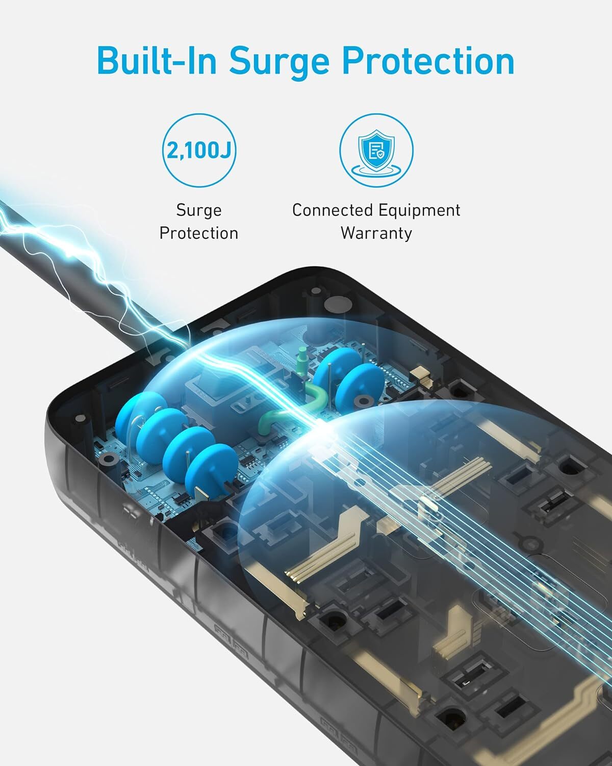 Anker 12 Outlets Power Strip USB C Charger Surge Protector (2100J) Flat Plug 5ft