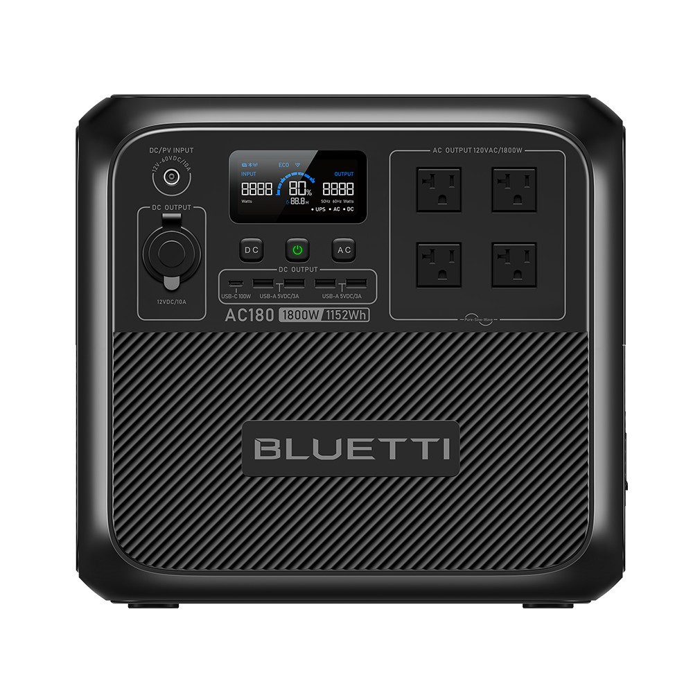 BLUETTI AC180 1800W 1152Wh Power Station Solar Generator for Power Outage Backup