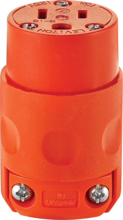 Leviton 515CV-0OR 15A 125V Orange Residential Grade Straight Blade Connector