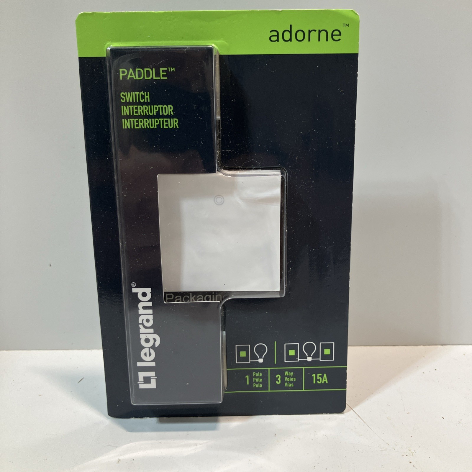 Legrand Adorne 15A 1 or 3-Way Paddle Switch (White Finish), ASPD1532W4 New