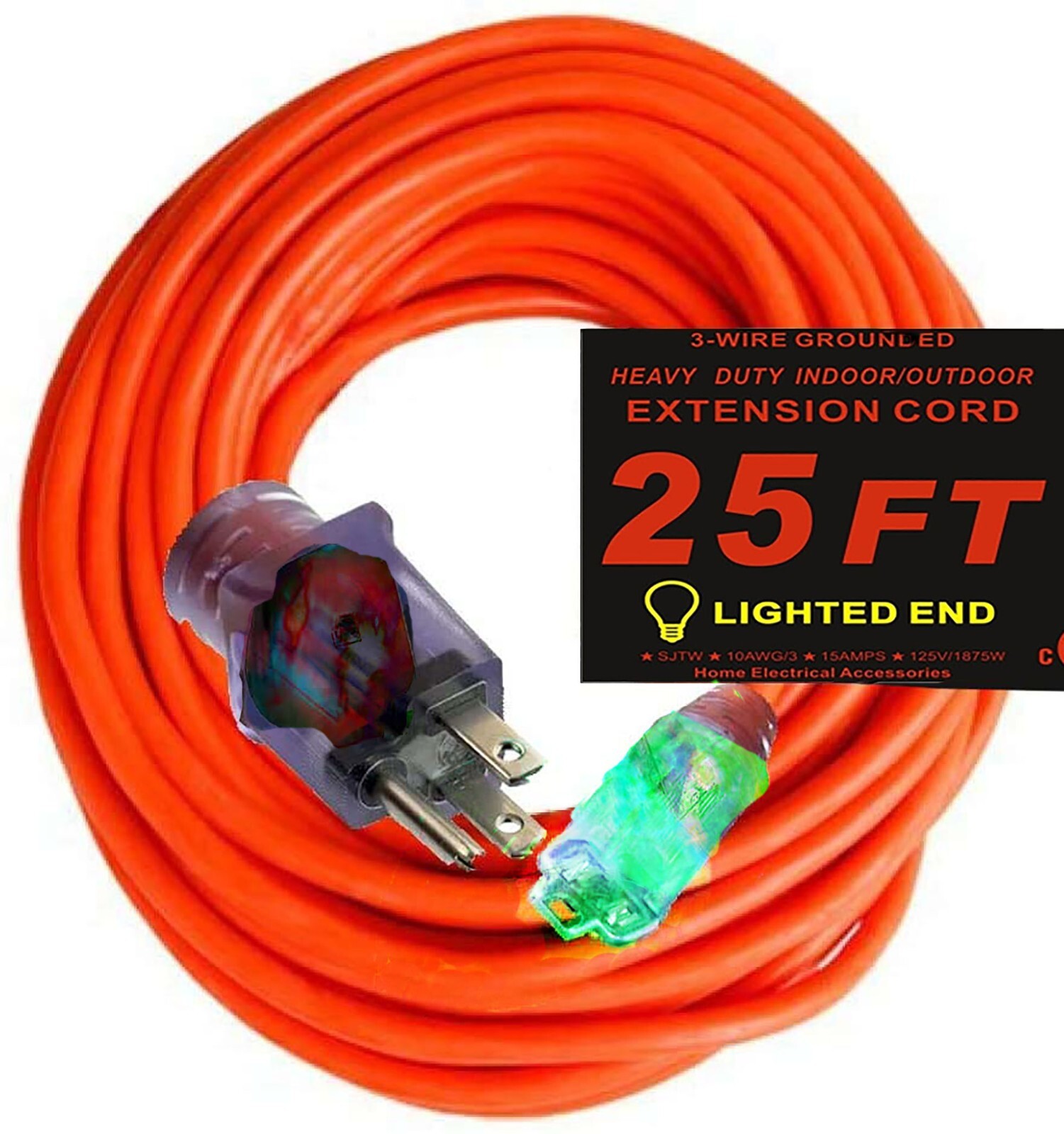 10 3 Contractor Grade 25 Feet 10 Gauge Power Extension Cord 10/3 Plug Extension