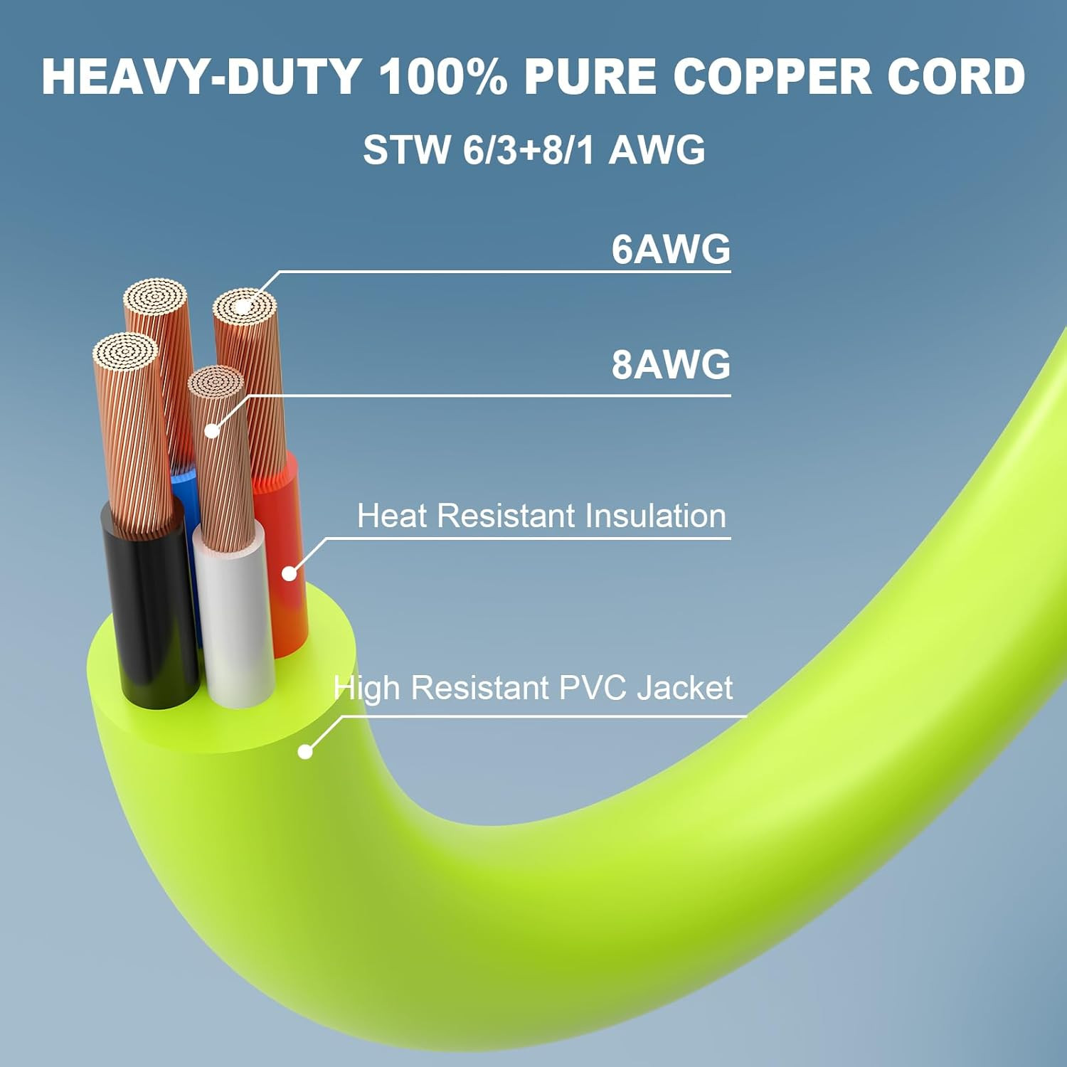 50 Amp Generator Cord, 50 Feet 50A RV Extension Cord with Twist Locking Connecto