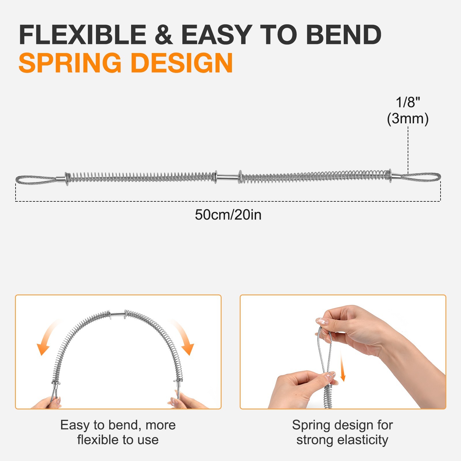 Spring Loaded Hose Restraint 50cm Anti-Whip Safety Cable for Air Hydraulic Lines