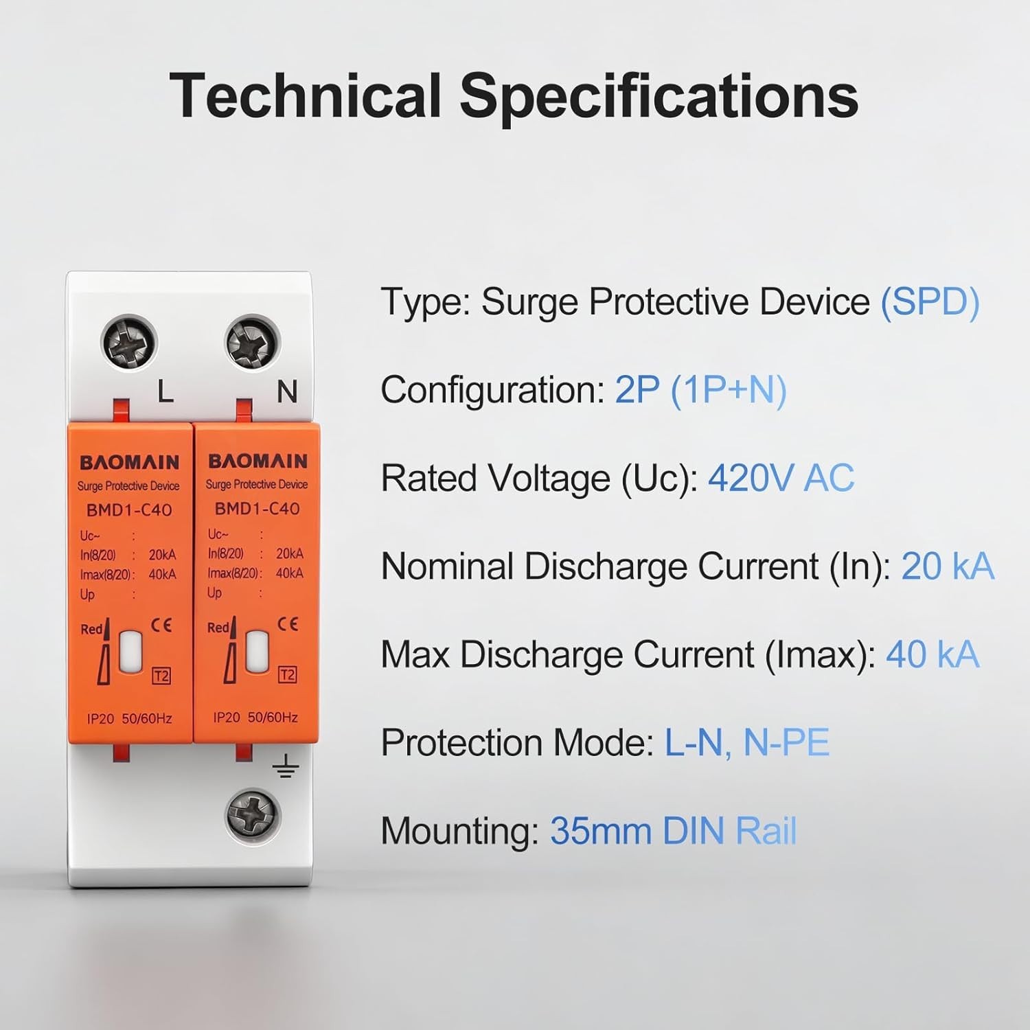Professional Surge Protective Device 420V AC with Thermal Disconnect & Indicator