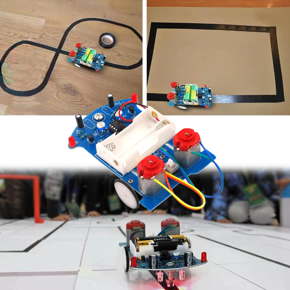 STEM Robotics Kit with Automatic Black Line Tracking for Learning Automation