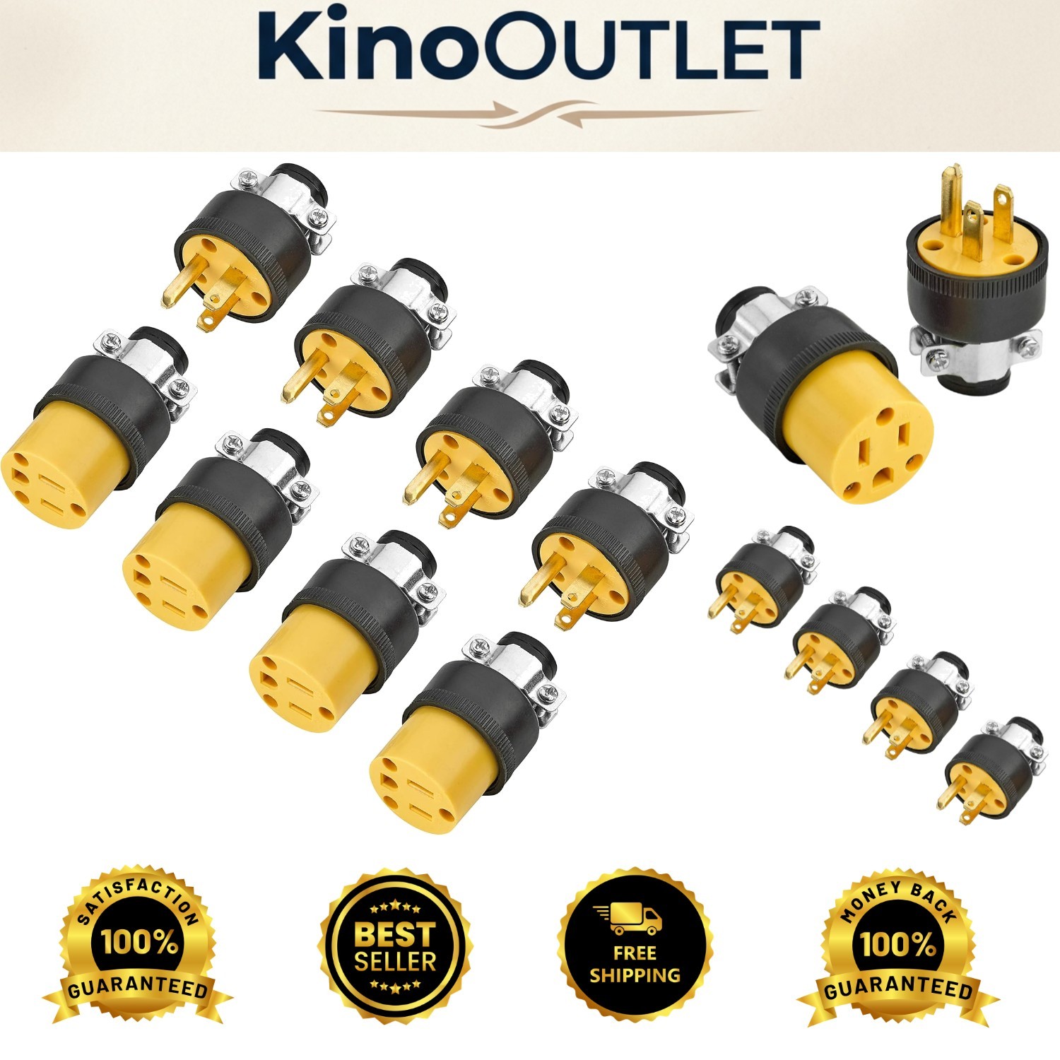 4-Pack 3-Prong Grounding Connectors with Easy Install Triple-Drive Screws