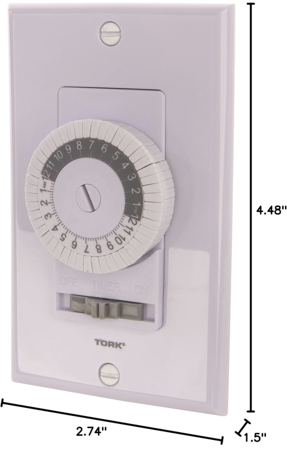 TORK 701B 24 Hour Mechanical In Wall Time Switch, 20 Amps, White
