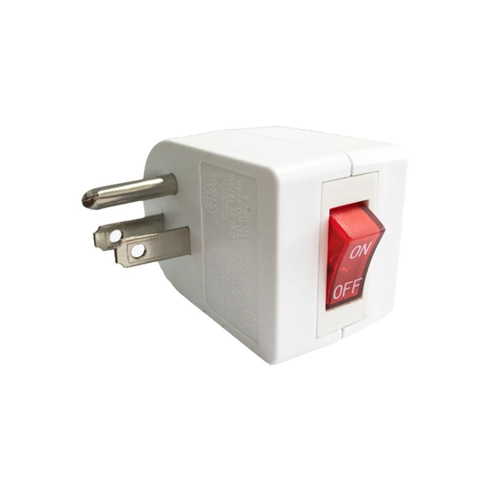 2pcs Outlet Wall Tap Adapter with On Off Switch Grounded Plug White