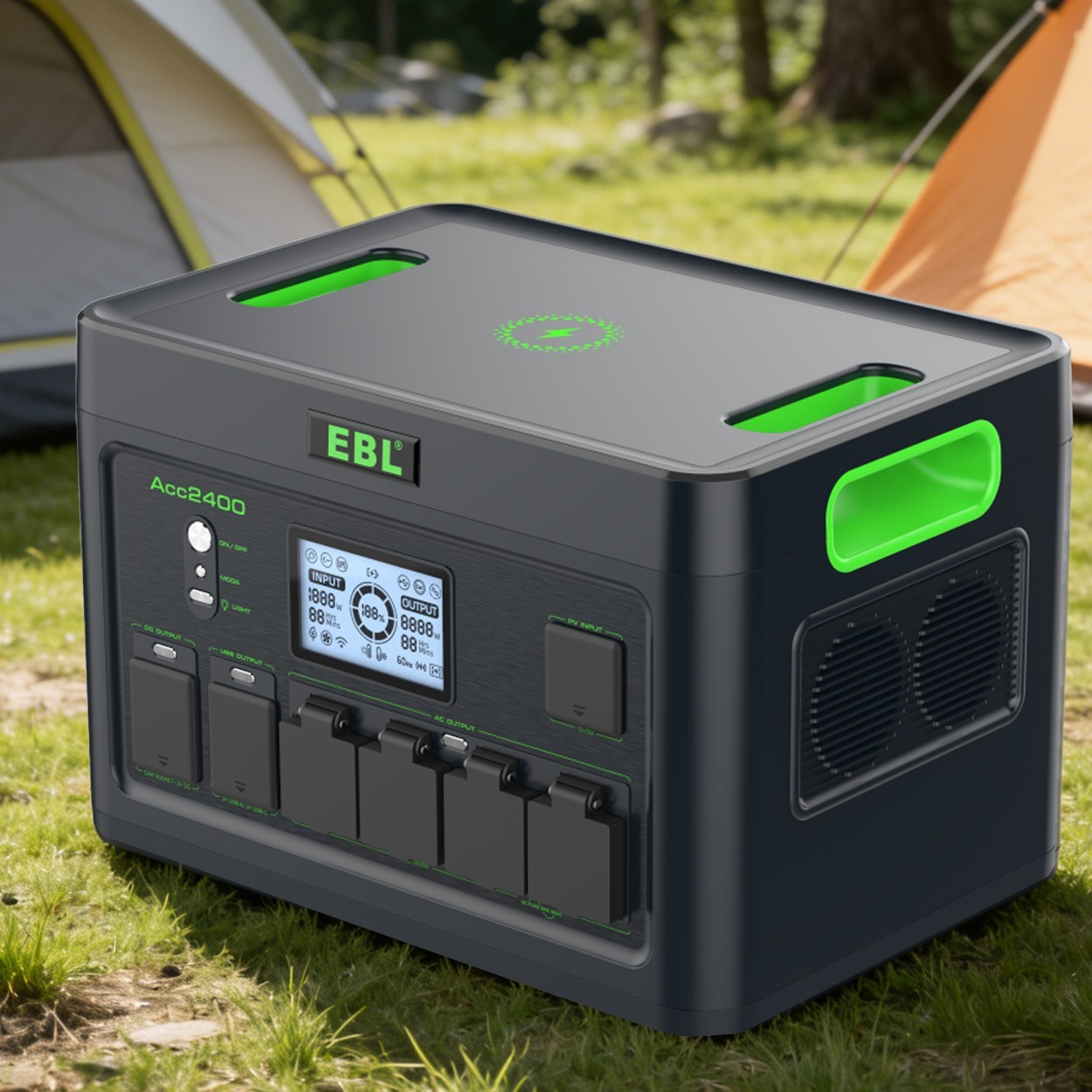 2400W Portable Power Station for Camping, Outdoor, 200W Solar Panel Optional