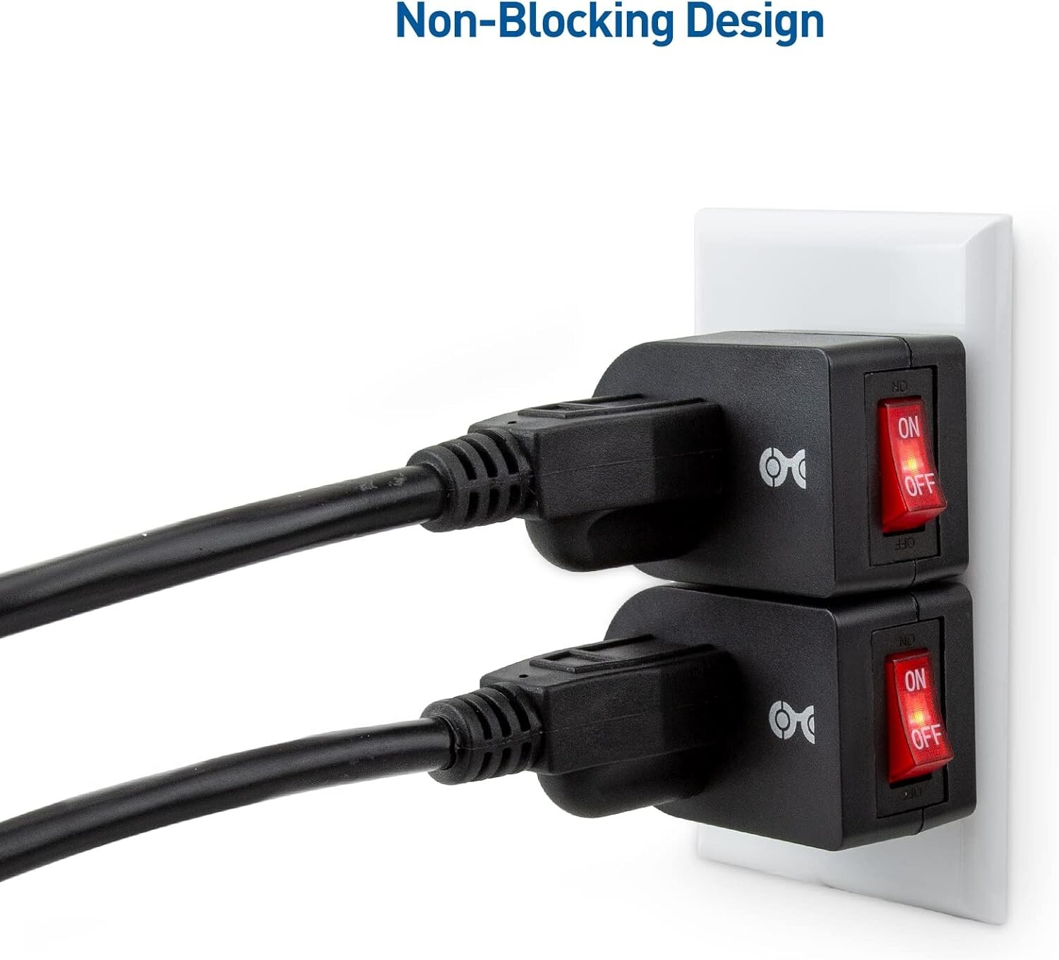 3 Pack Grounded Outlet With ON Off Switch Single Plug In Power Button Black NEW