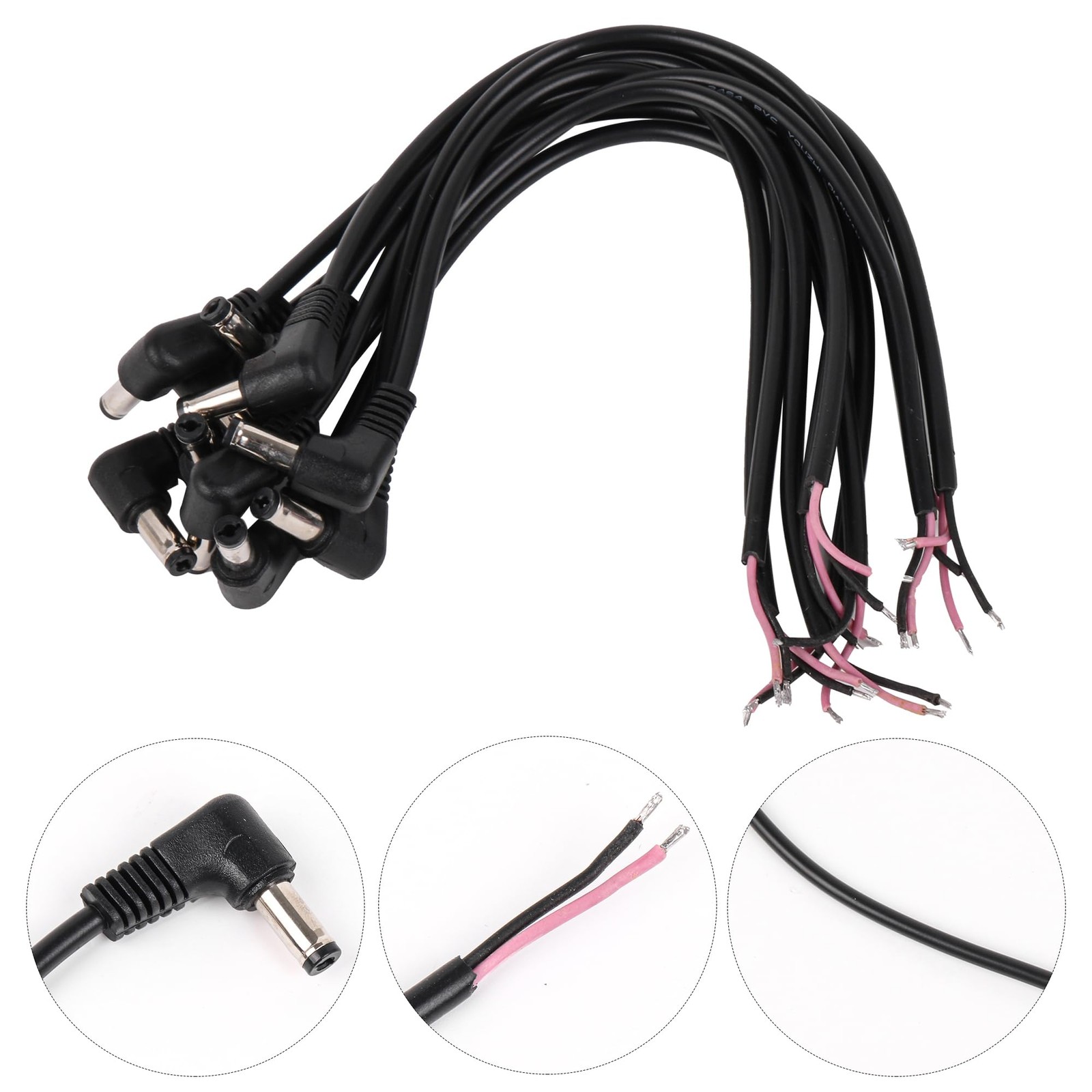 ID 2.1mm OD 5.5mm Cable Length 25cm DC Power Male Jack Plug Right Angle with …