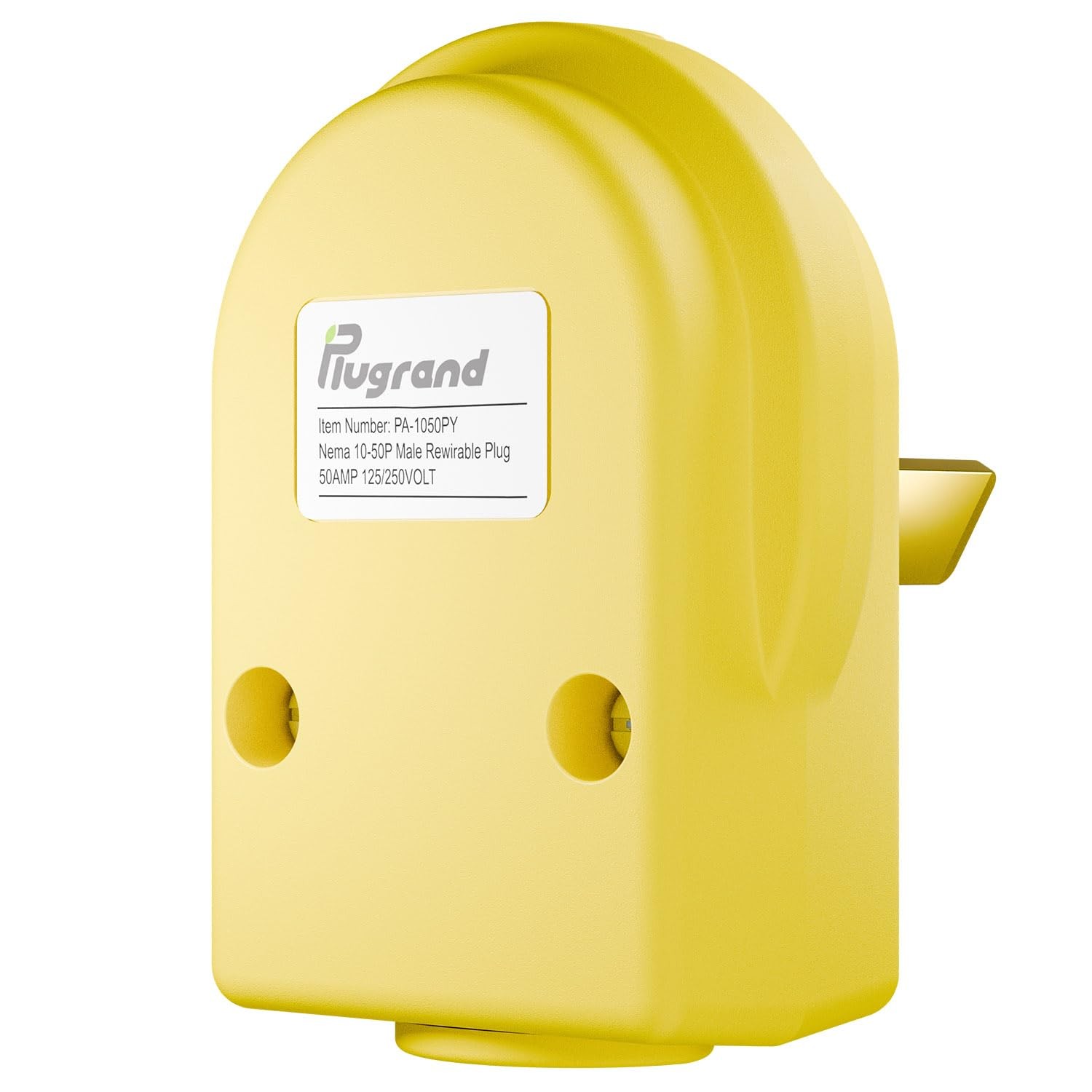 Nema 10-50P 50 Amp 125/250 Volt Angle Plug, 3 Pole 3 Wire Yellow Color