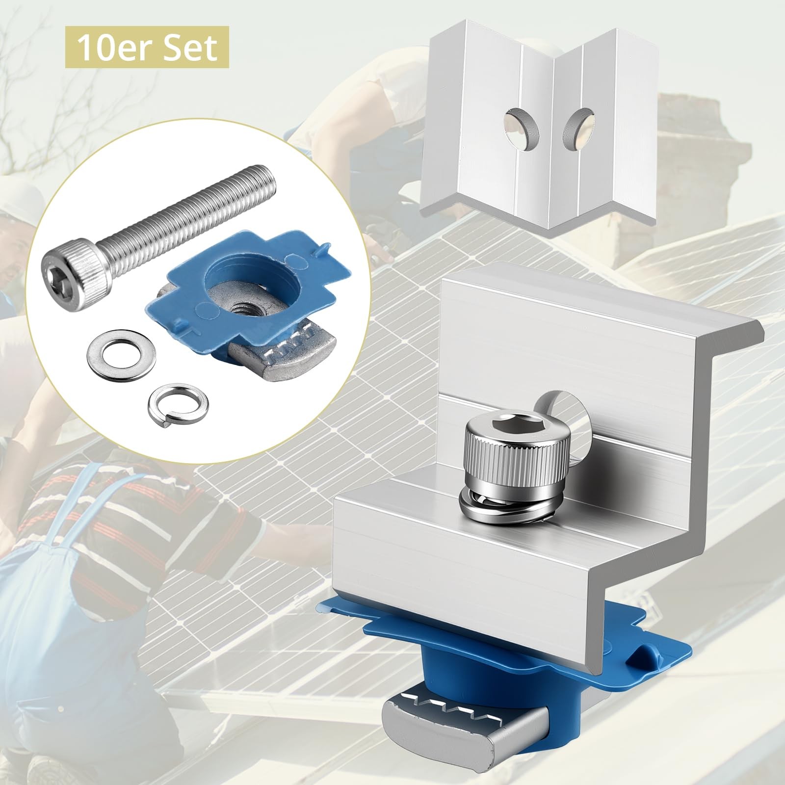 Anbte 10pcs Solar Panel End Clamp for 1.18″(30mm) & 1.38″(35mm), Silver