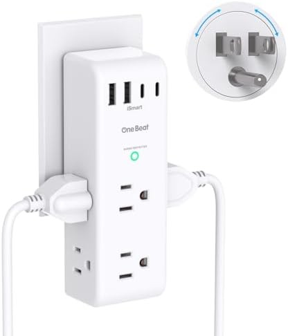 Surge Protector Outlet Extender – with Rotating Plug, 6 AC Multi Plug Outlet wit