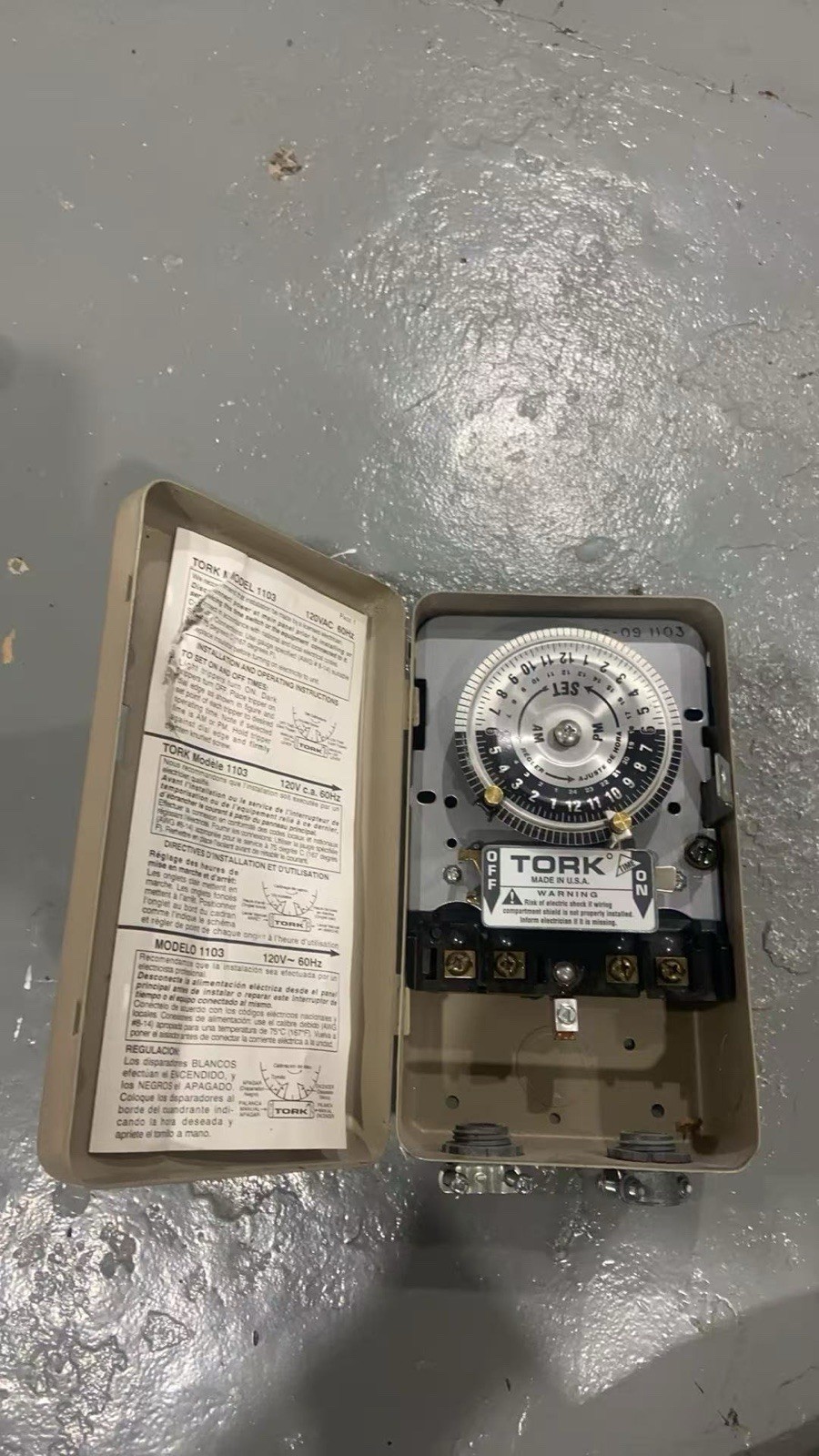 Tork 1103 Electromechanical Timer, 120V