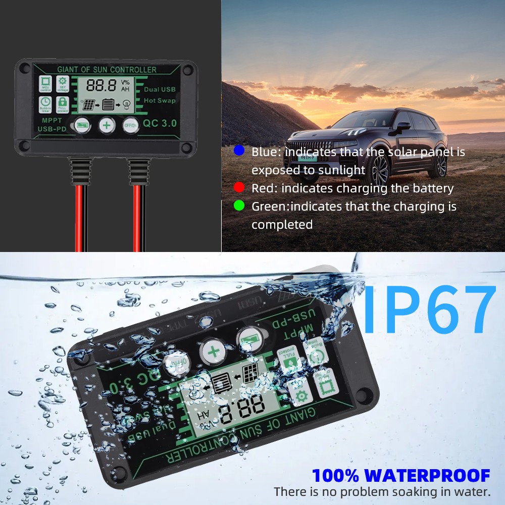 30W 16V Solar Panel For Portable Solar Trickle Charger and Maintainer Power Bank