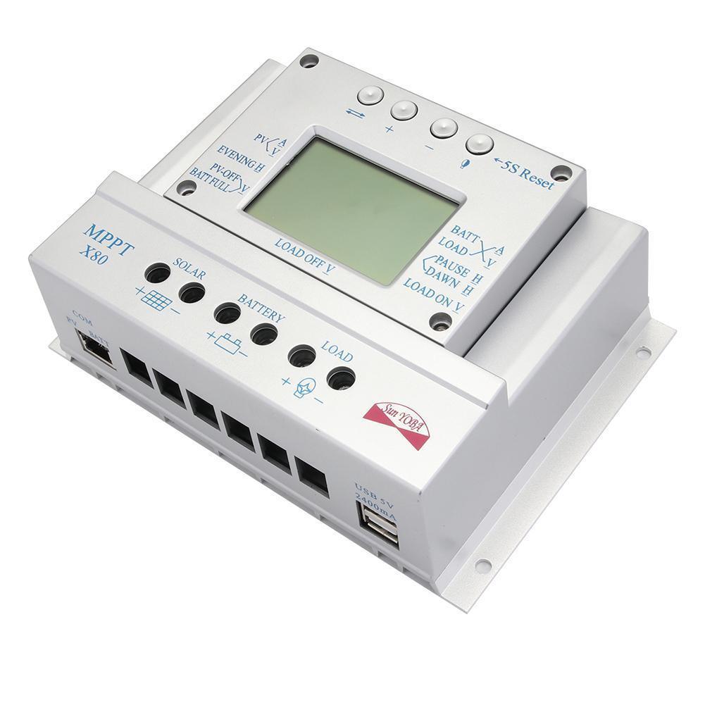 2 IN 1 80A MPPT Solar Panel Regulator Charge Controller 12V/24V 1000W/2000W G1