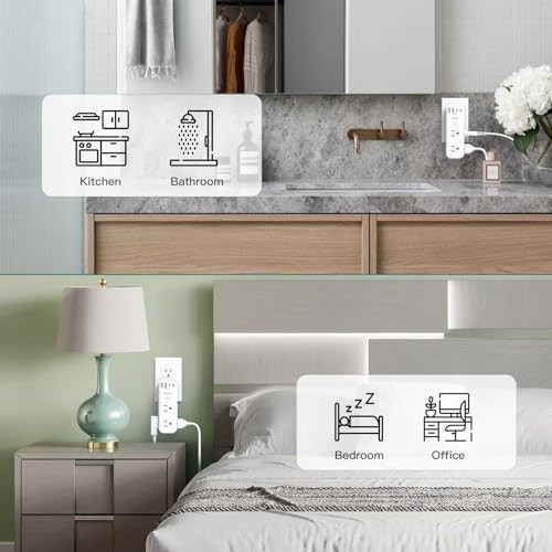 Surge Protector Wall Outlet Extender 6 AC Outlets 4 USB Ports 1800J Rotating