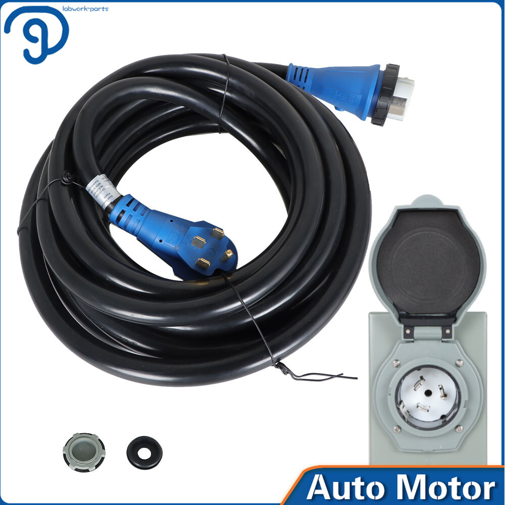 25/30/50FT 50 Amp Generator Cord and Power Inlet Box Waterproof Combo Kit ETL