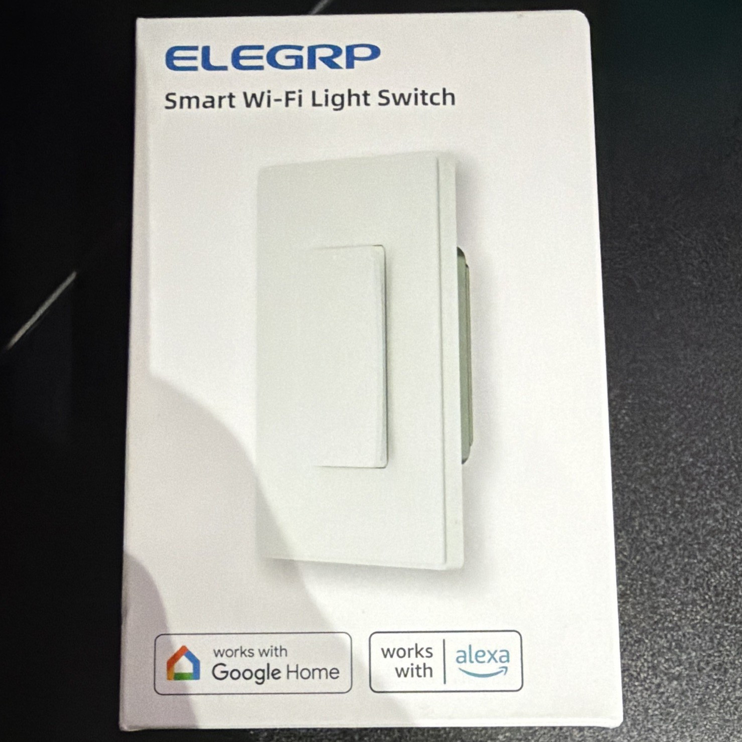 ELEGRP Smart Wi‑Fi On/Off Wall Light Switch, White, Alexa/Google Home