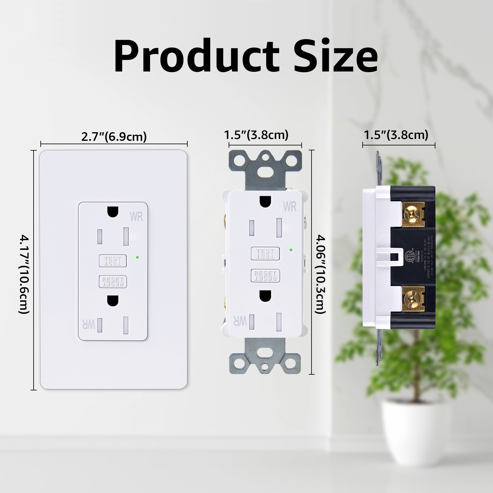 10Packs GFI GFCI Outlet 15Amp 120V GFI Receptacle LED Indicator WR TR with plate