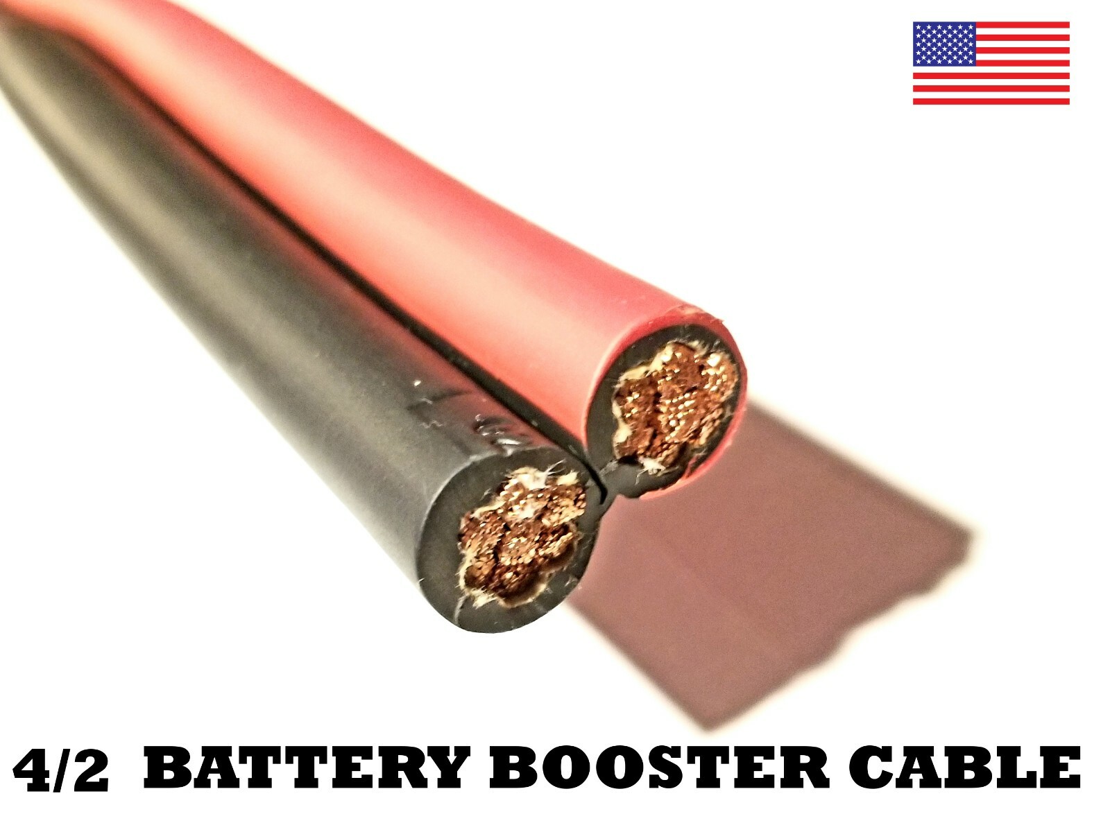 Battery Booster Jumper Cable Bonded Wires Flexible Copper 2, 4, 6 Gauge Duplex