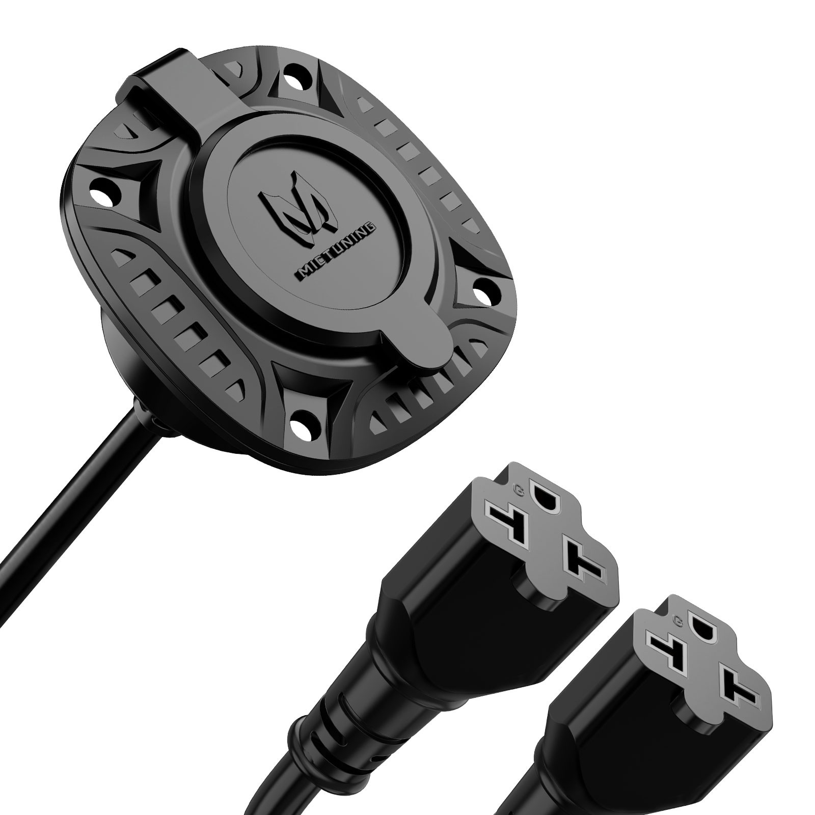 20A RV Shore Power Inlet Plug, 12AWG 125V Dual AC Port Plug,Waterproof Electrica