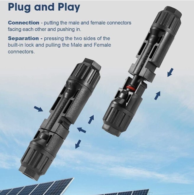 Male Female Wire Cable Connector Set 30A 1000V For Solar Panel Waterproof PV Set