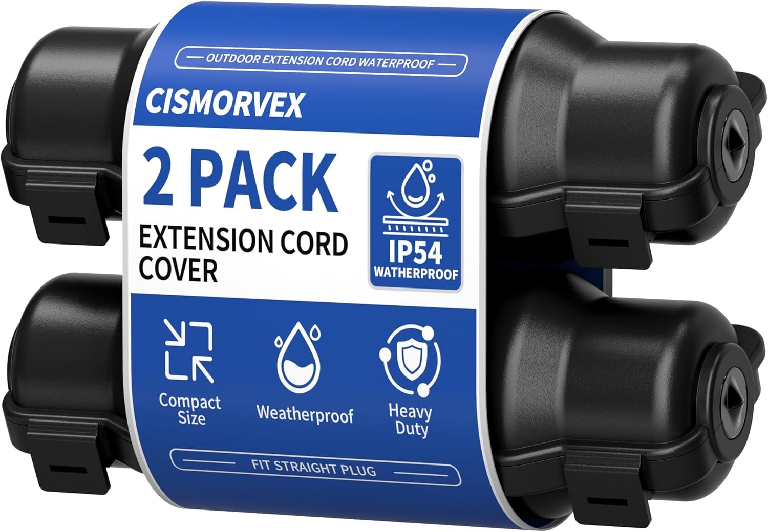 2 Pack Outdoor Extension Cord Safety Cover W/ Waterproof Seal IP54